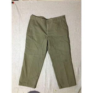 Mens Izod Slacks Pants Size 42x30 Dark Green Wide Straight Leg Formal Dressy